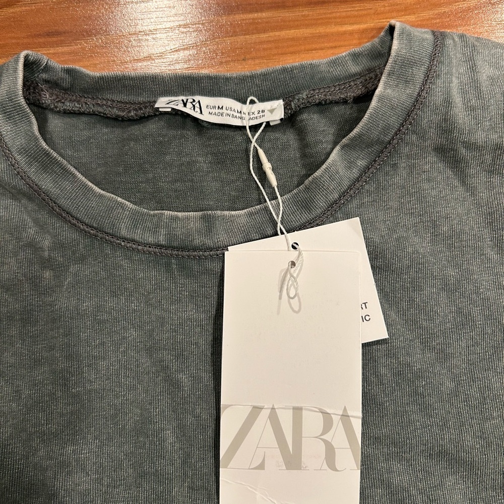 Zara Faded Effect Heave Cotton Oversized T-Shirt Women’s Size Medium - Picture 3 of 7